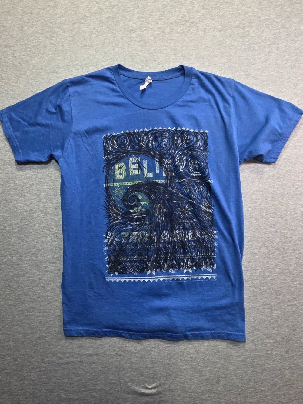 Nightmare before Christmas Van Gogh Starry Night Graphic T-Shirt Blue Size M